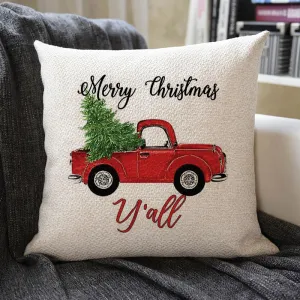 Christmas Themed Linen Pillowcase