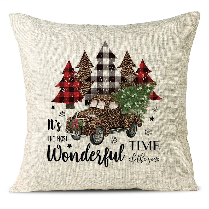 Christmas Themed Linen Pillowcase