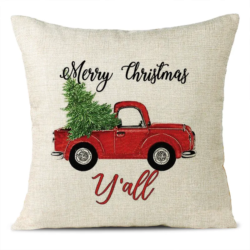 Christmas Themed Linen Pillowcase