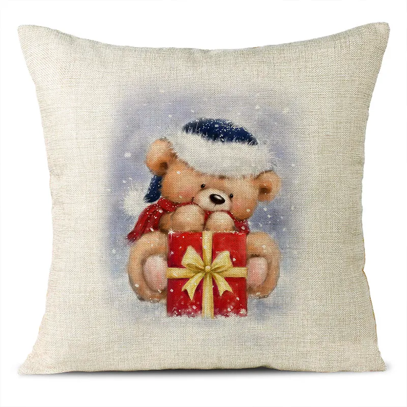 Christmas Themed Linen Pillowcase
