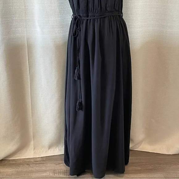 City Chic Crochet Detail MaxiDress Black Sleeveless Sz XS/14.