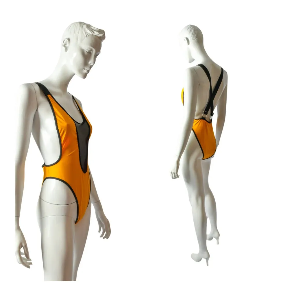 Classy Chic Golden Mesh Front One Piece Swimsuit