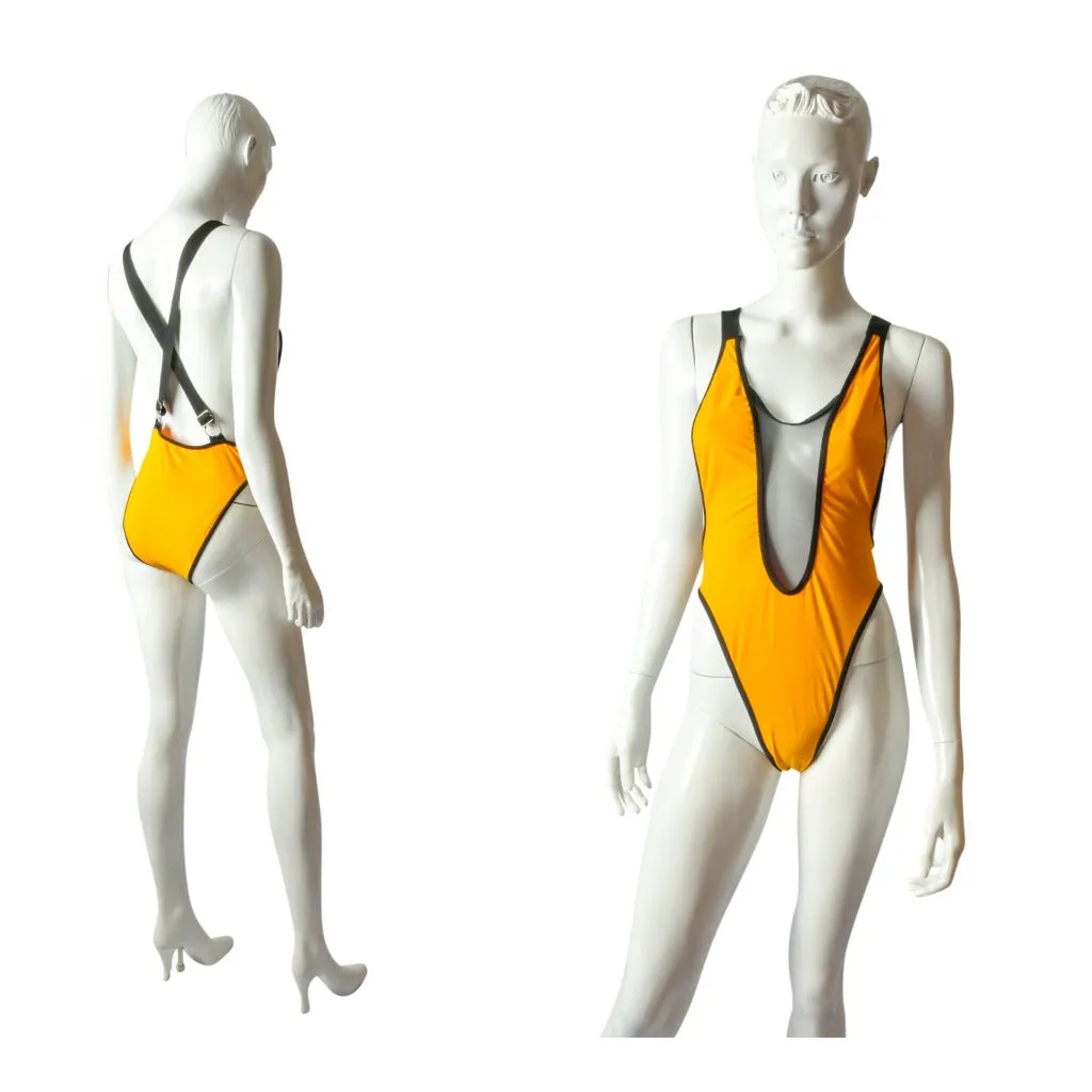 Classy Chic Golden Mesh Front One Piece Swimsuit
