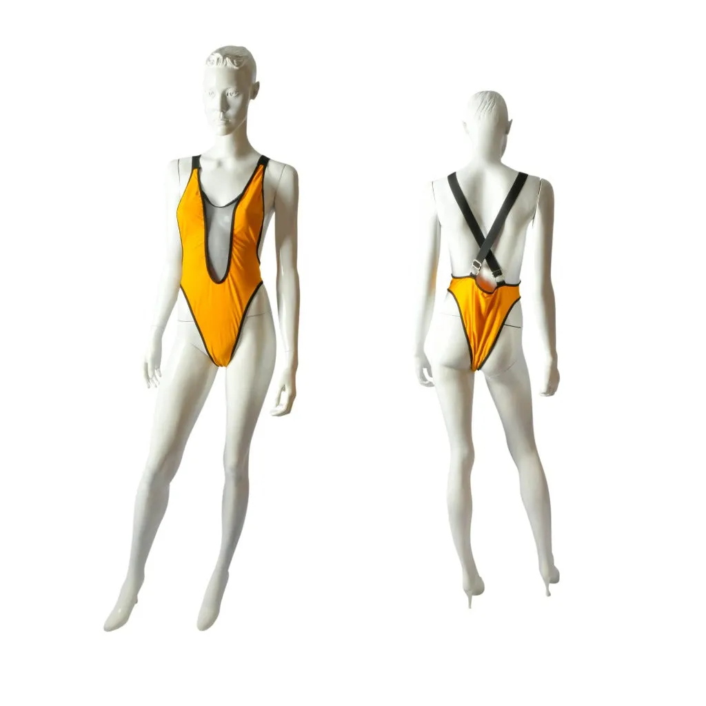 Classy Chic Golden Mesh Front One Piece Swimsuit