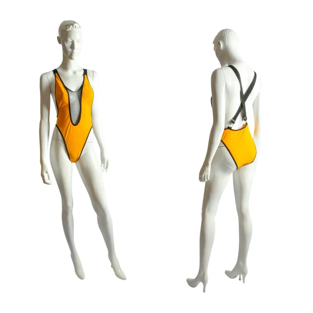 Classy Chic Golden Mesh Front One Piece Swimsuit
