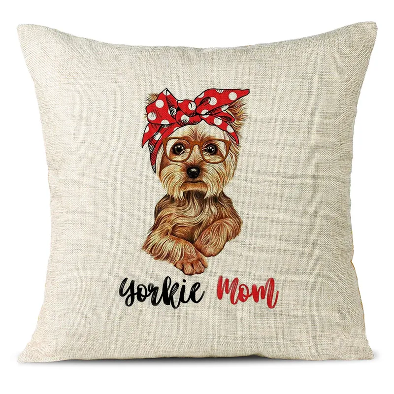 Cute Puppy Linen Pillowcase