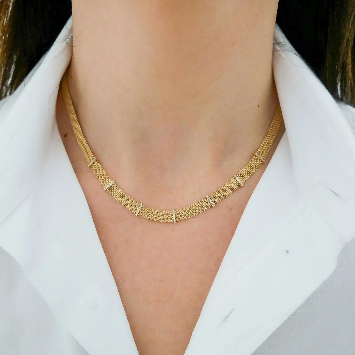 Diamond Bar Mesh Necklace