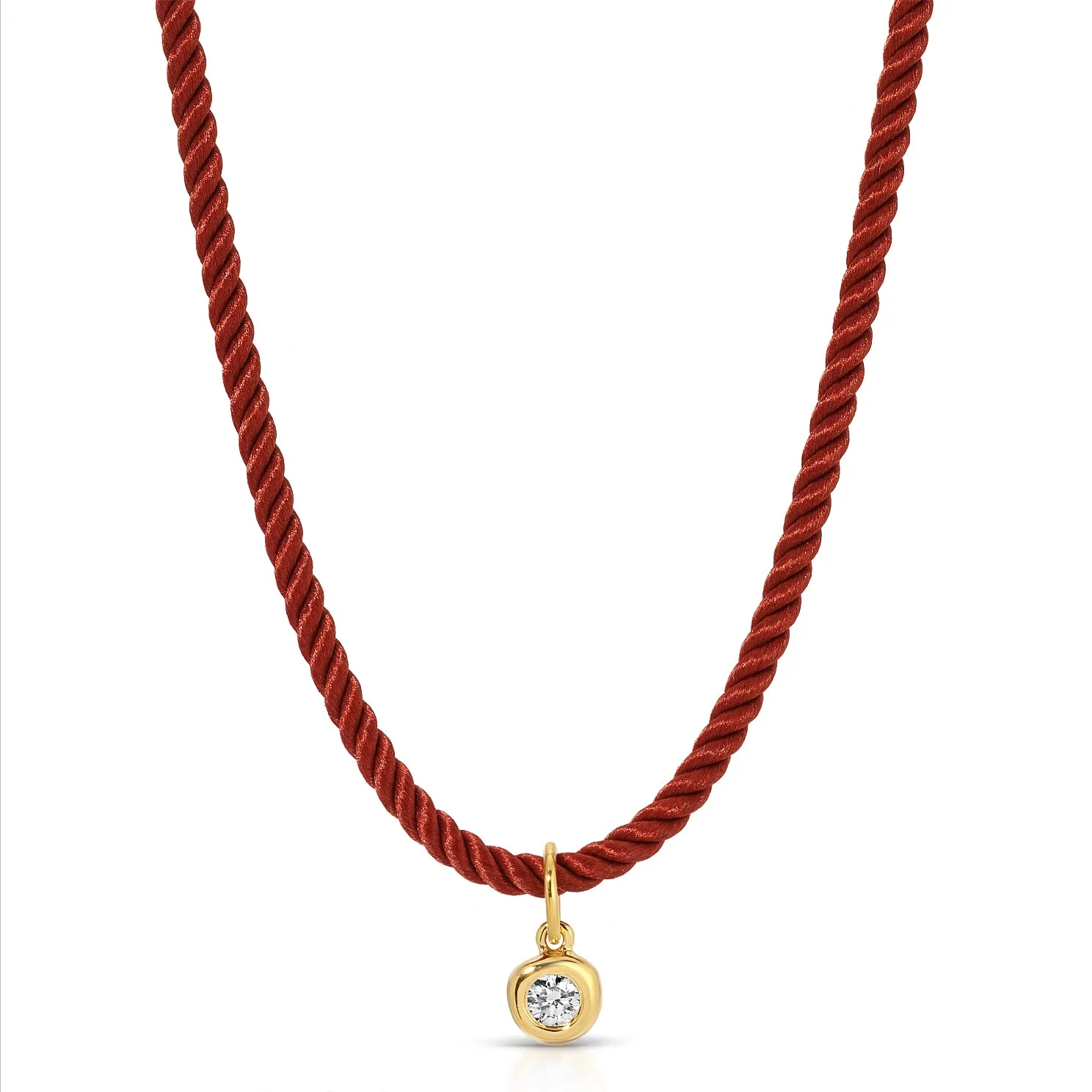Diamond Pillow Cord Necklace In Honey