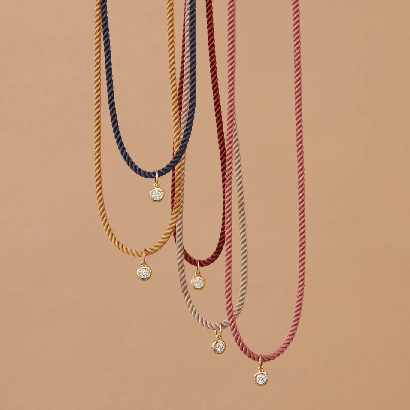Diamond Pillow Cord Necklace In Honey