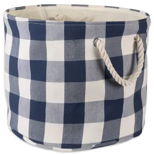DII Polyester Storage Basket or Bin with Durable Cotton Handles, Home Organizer Solution for Office, Bedroom, Closet, Toys, Laundry, Medium Round, Navy & Off-White