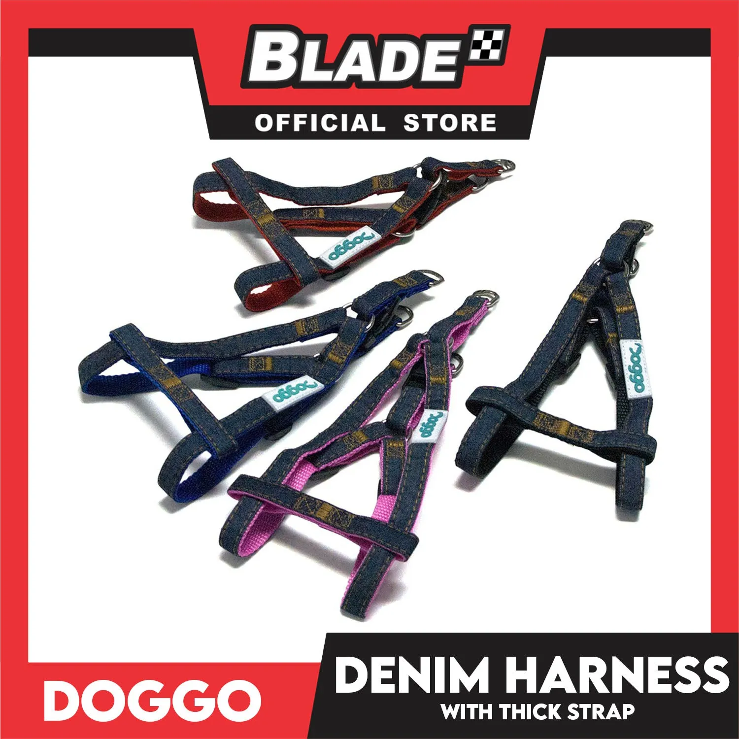 Doggo Denim Harness Large Size (Blue) Harness for Dog