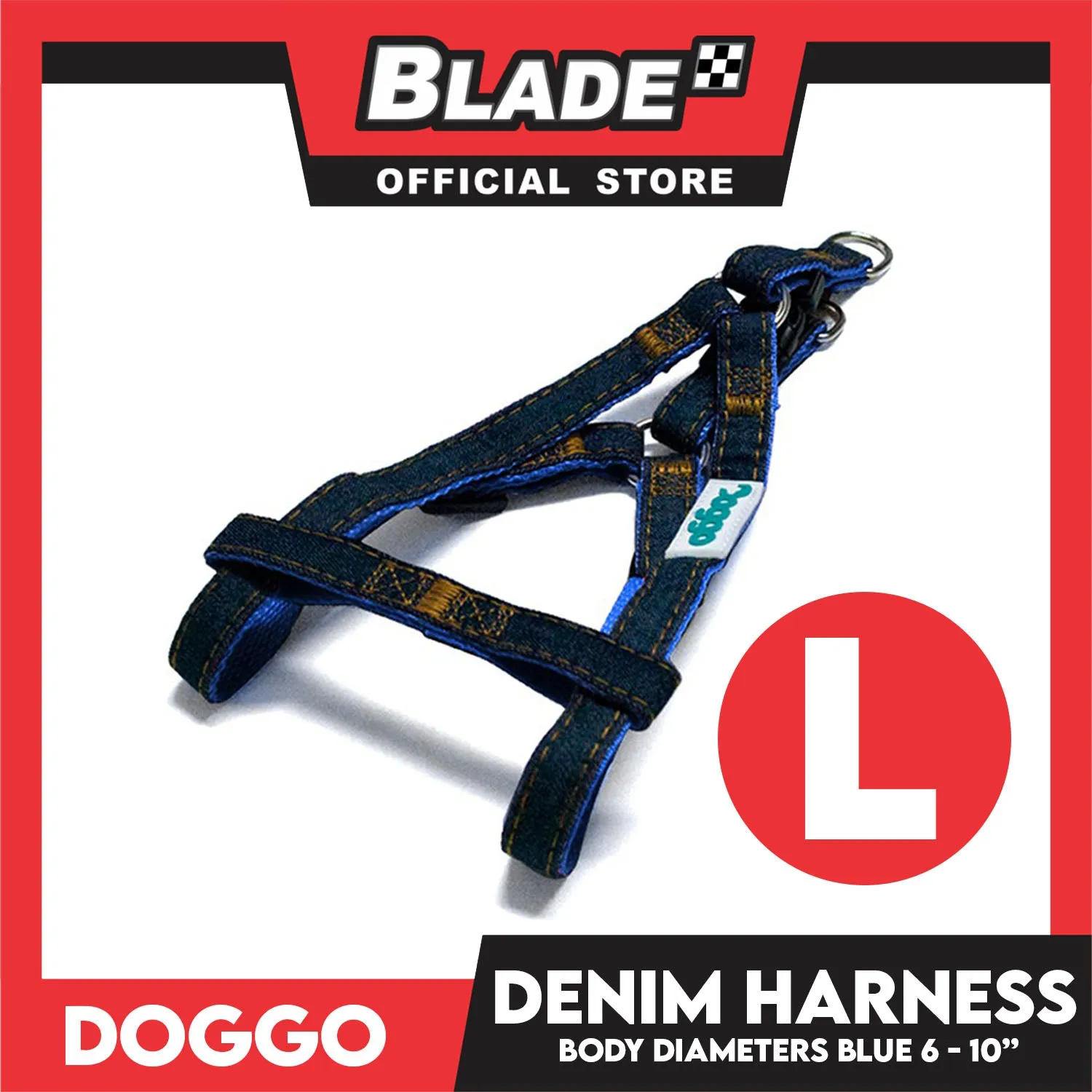 Doggo Denim Harness Large Size (Blue) Harness for Dog