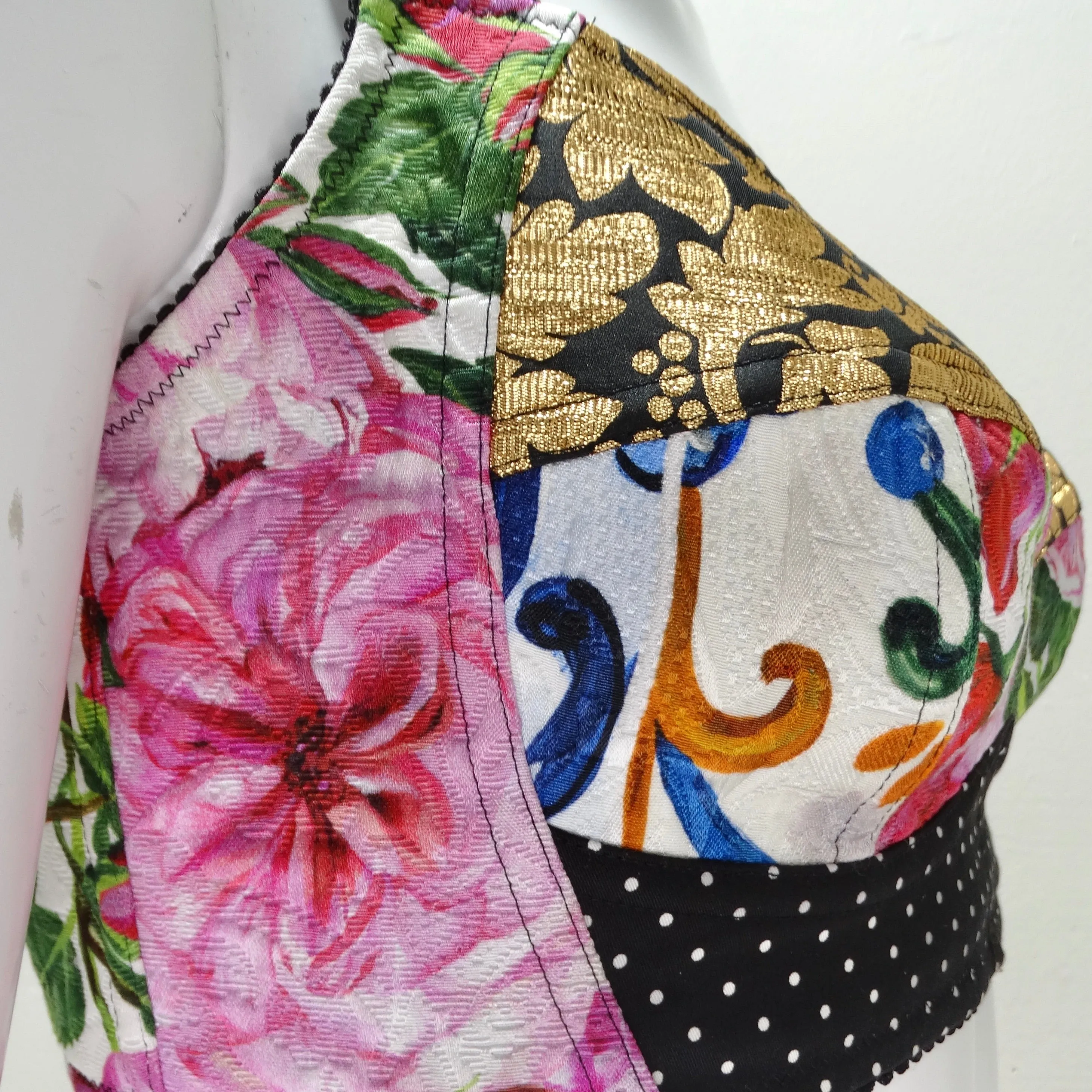 Dolce & Gabbana Patchwork Cropped Bustier