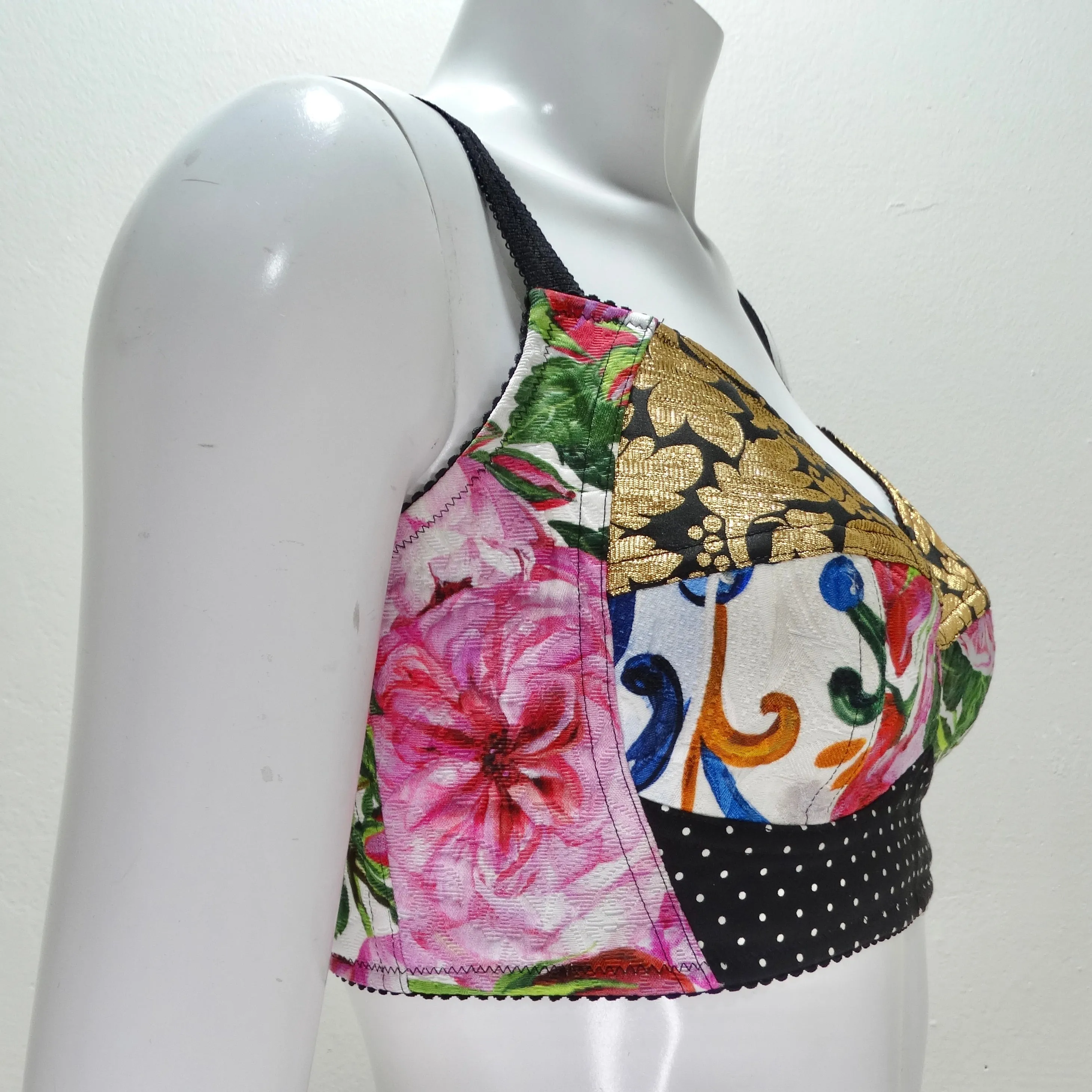 Dolce & Gabbana Patchwork Cropped Bustier
