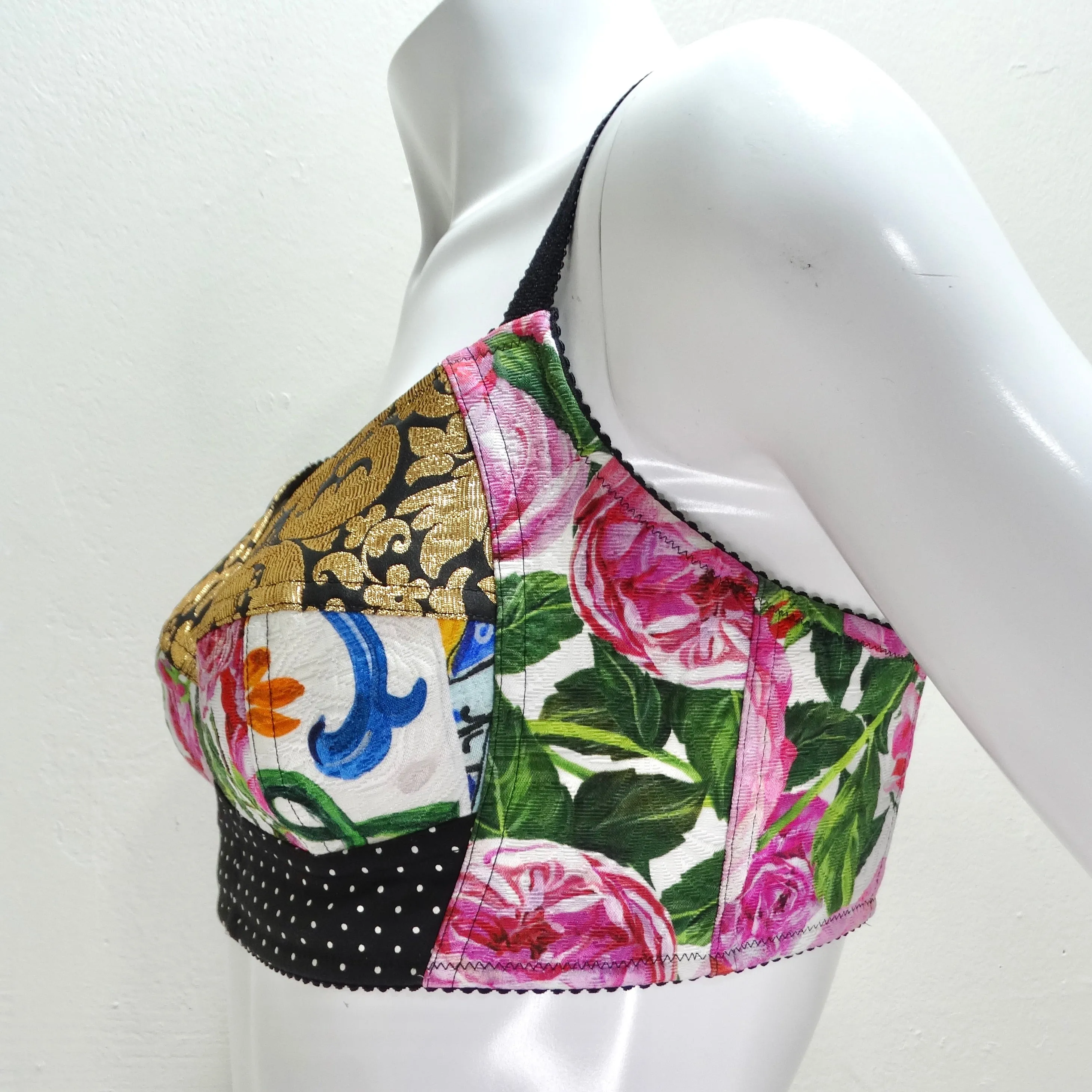 Dolce & Gabbana Patchwork Cropped Bustier