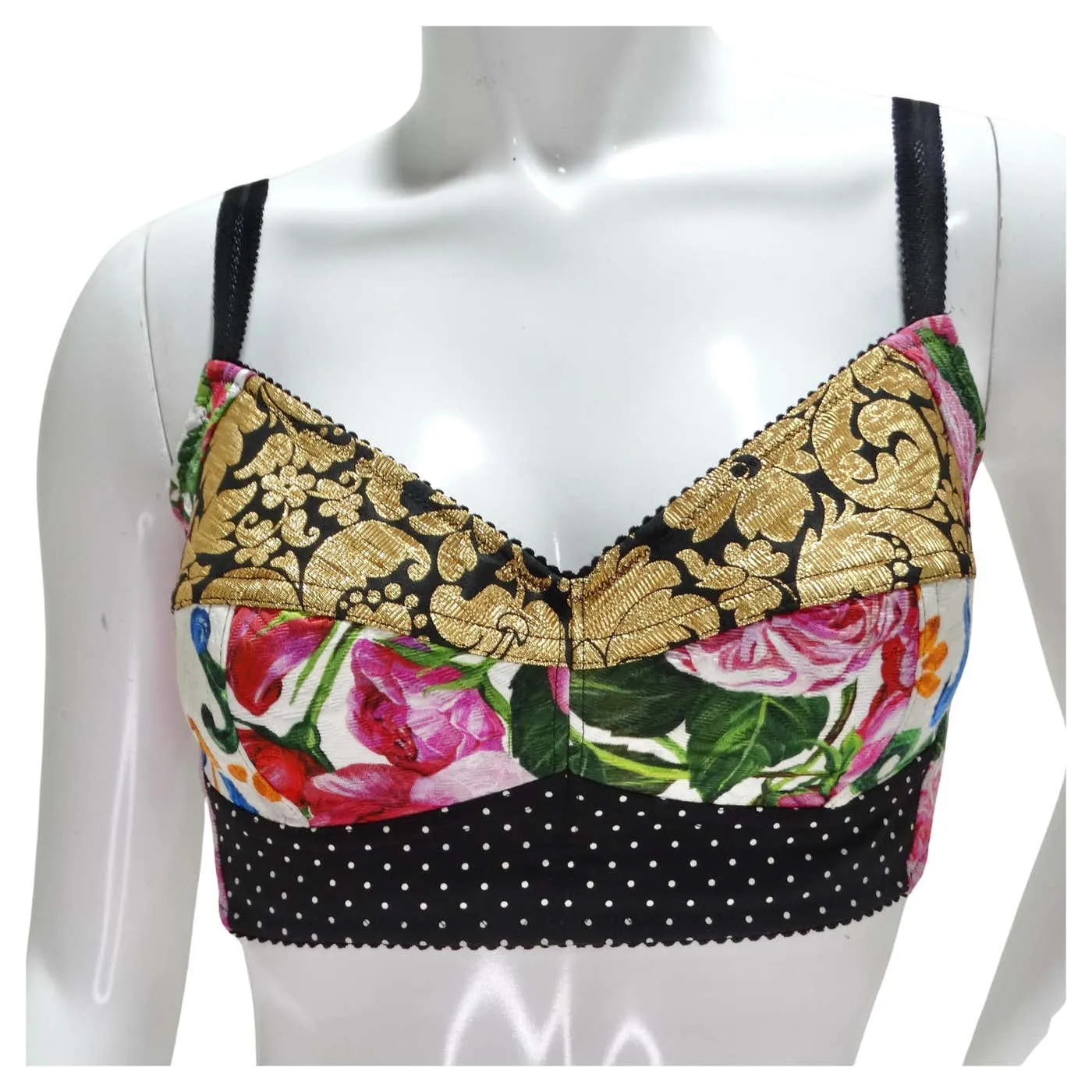 Dolce & Gabbana Patchwork Cropped Bustier