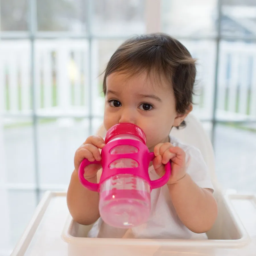 Dr Brown's 9 oz/270 ml PP WW "Options Compatible " Sippy Spout Bottle W/ Silicon Handles, Pink, 1-Pack