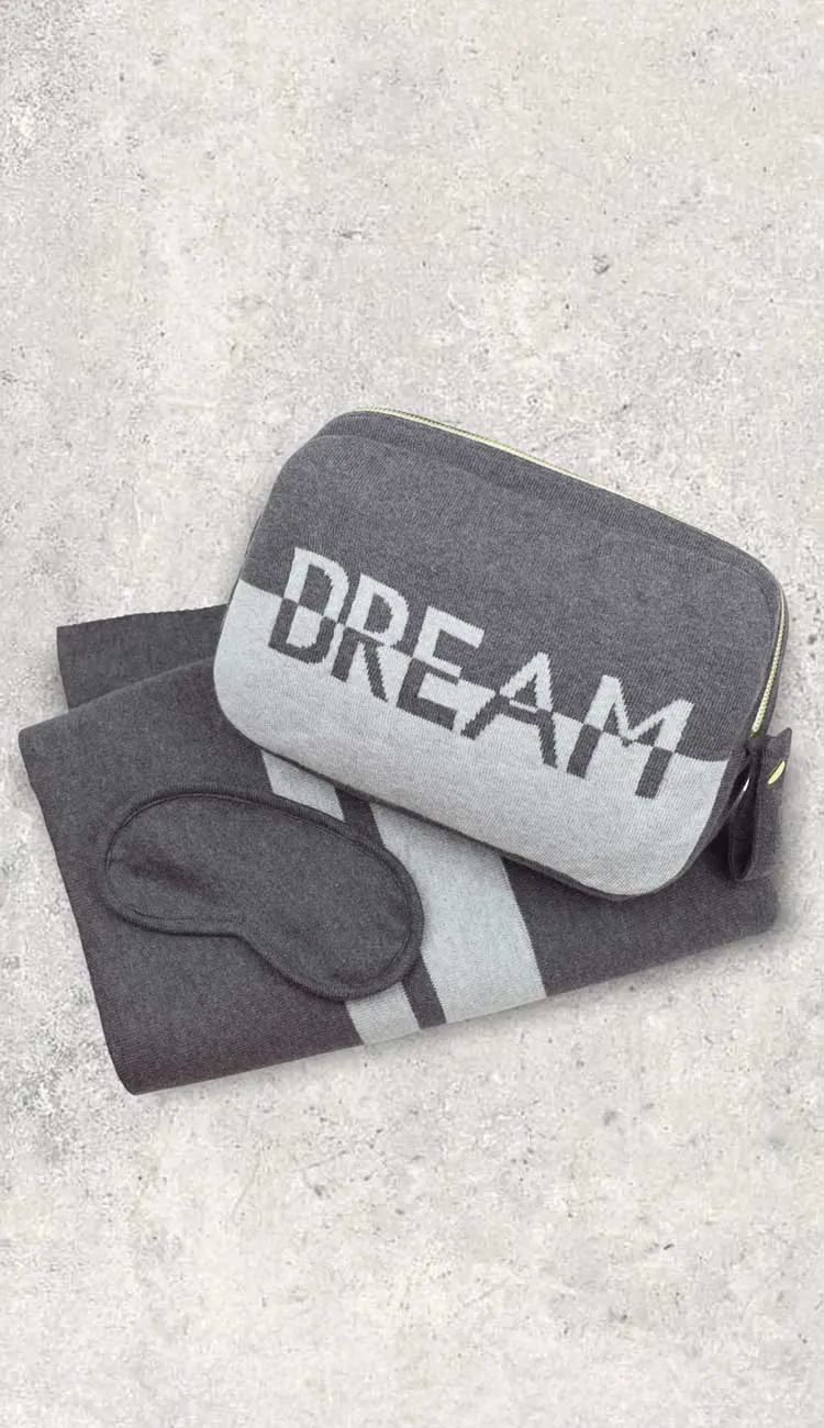 Dual Dream Dark Grey / Light Grey Blanket Travel Set
