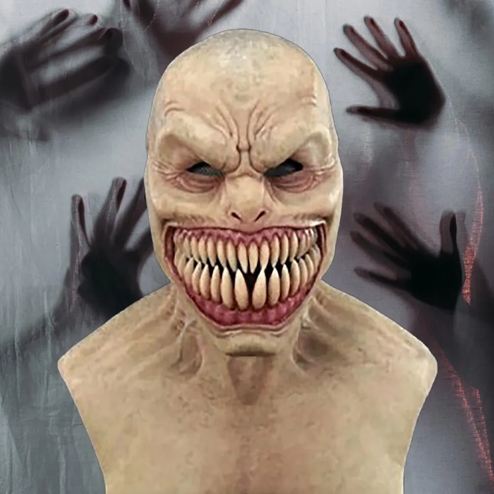 Durable Halloween Props Unique Emulsion Craft Decoration Halloween Headgear  Halloween Face Cover    Horror Face Cover