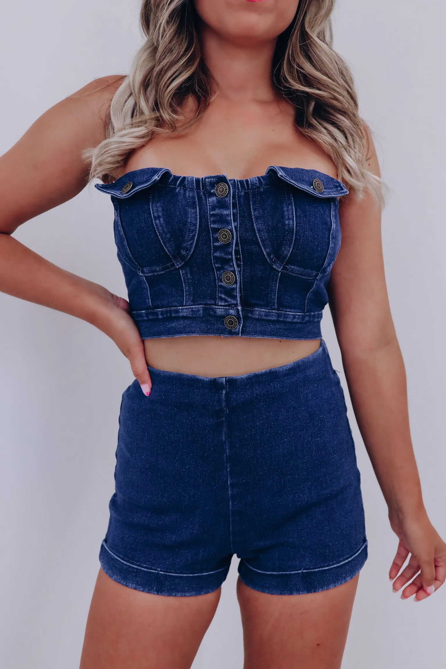 Durango Denim Two Piece Short Set - Dark Denim