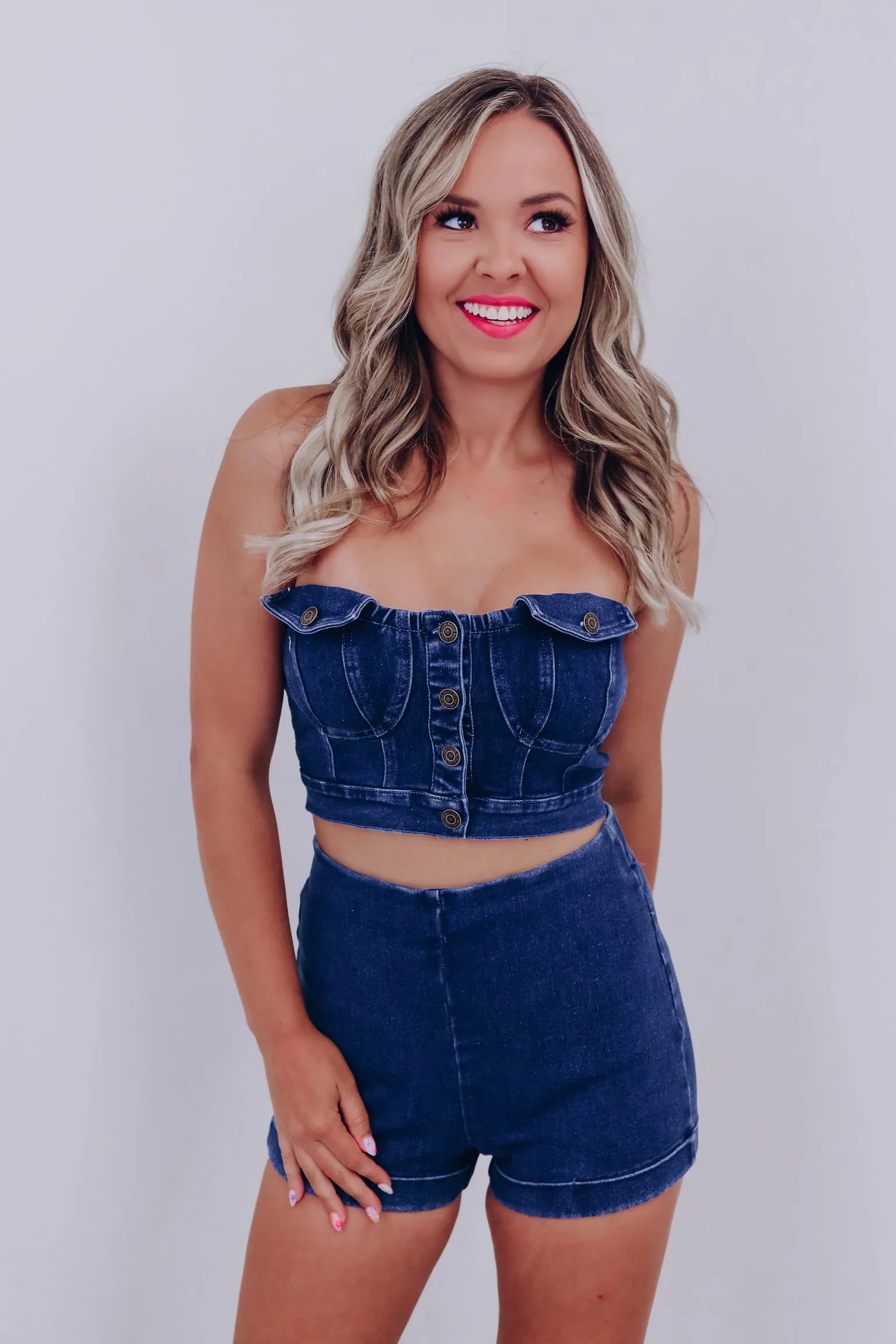 Durango Denim Two Piece Short Set - Dark Denim