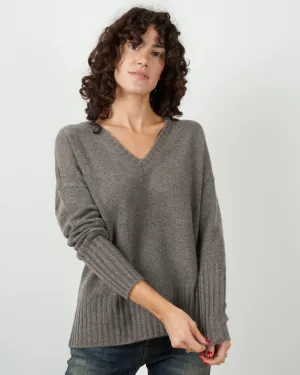 ella v-neck cashmere sweater - otter