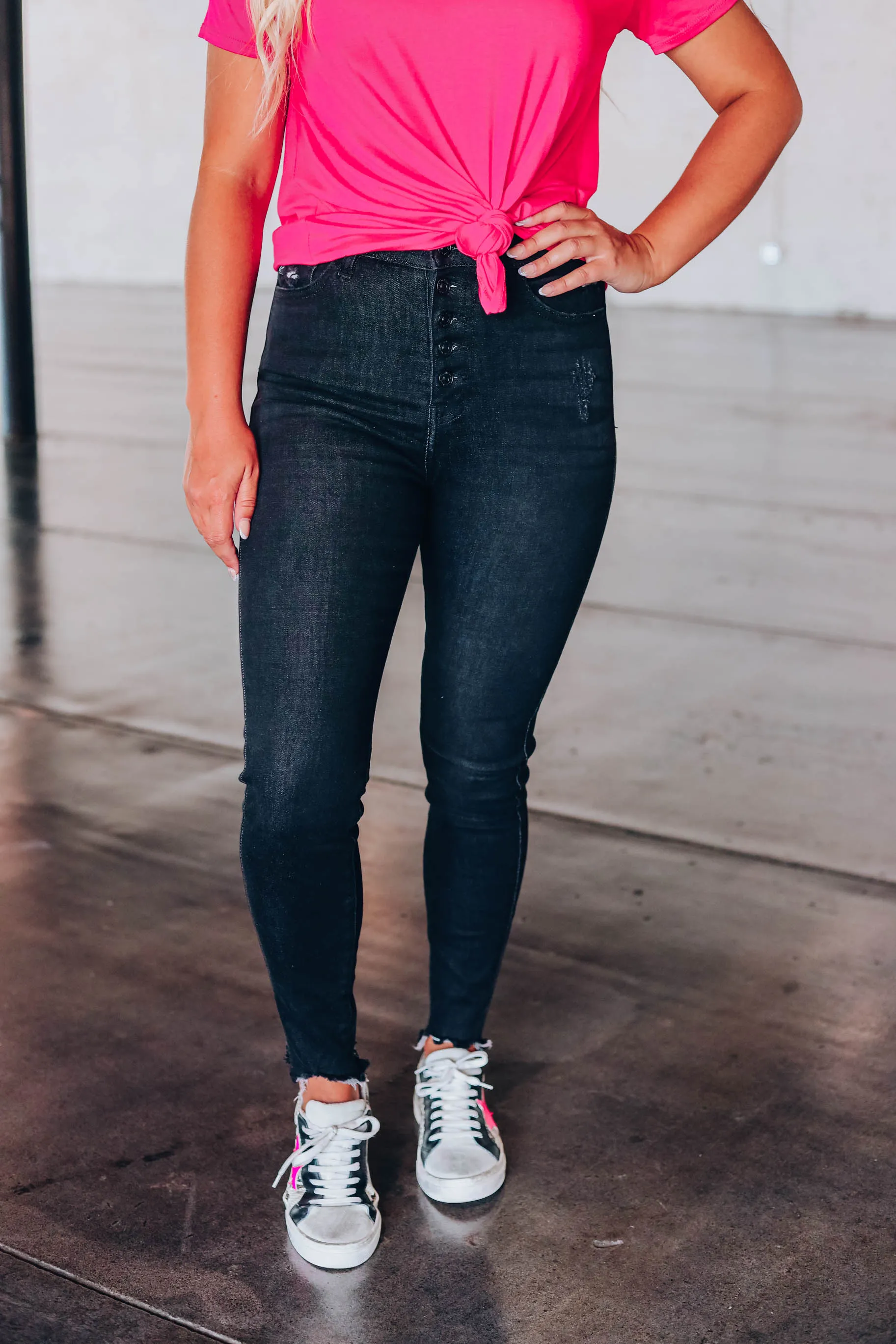 Eva High Waist Skinny Jeans Dark Grey
