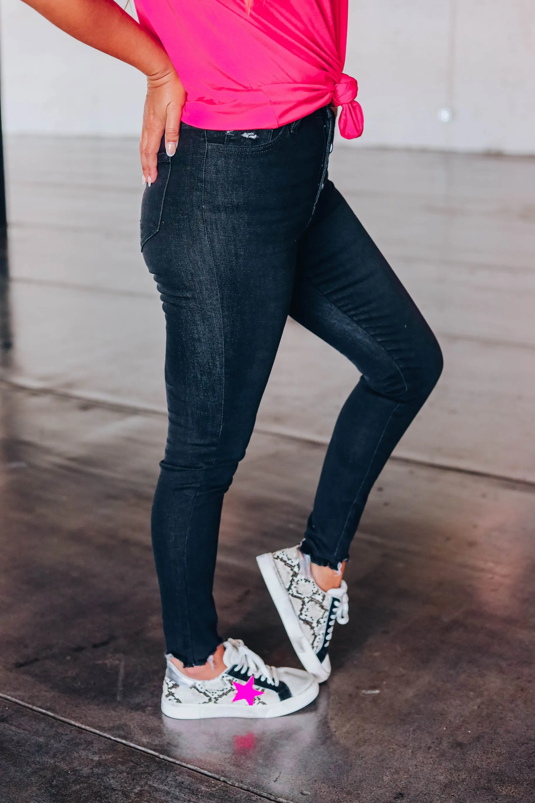 Eva High Waist Skinny Jeans Dark Grey