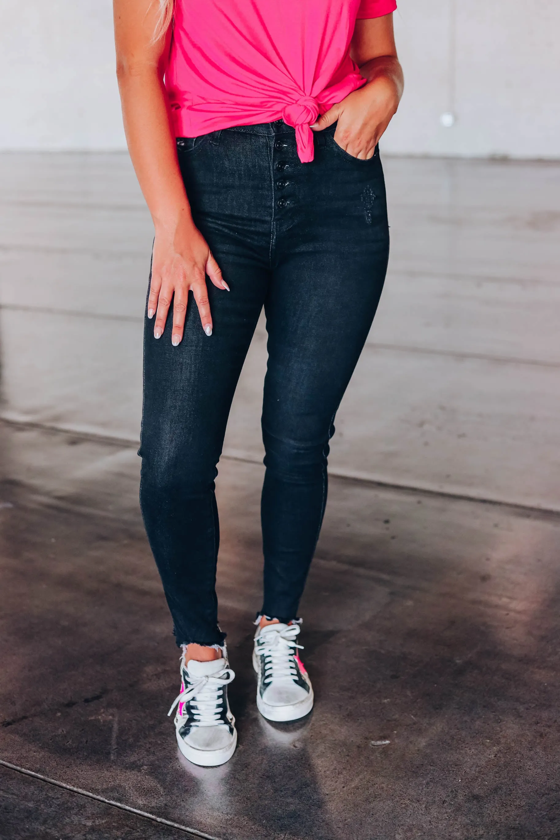 Eva High Waist Skinny Jeans Dark Grey