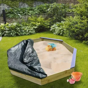 Extra Large High Quality & Durable Fir Wood Sandpit w/ Seats & Rain Cover | 1.77m diameter