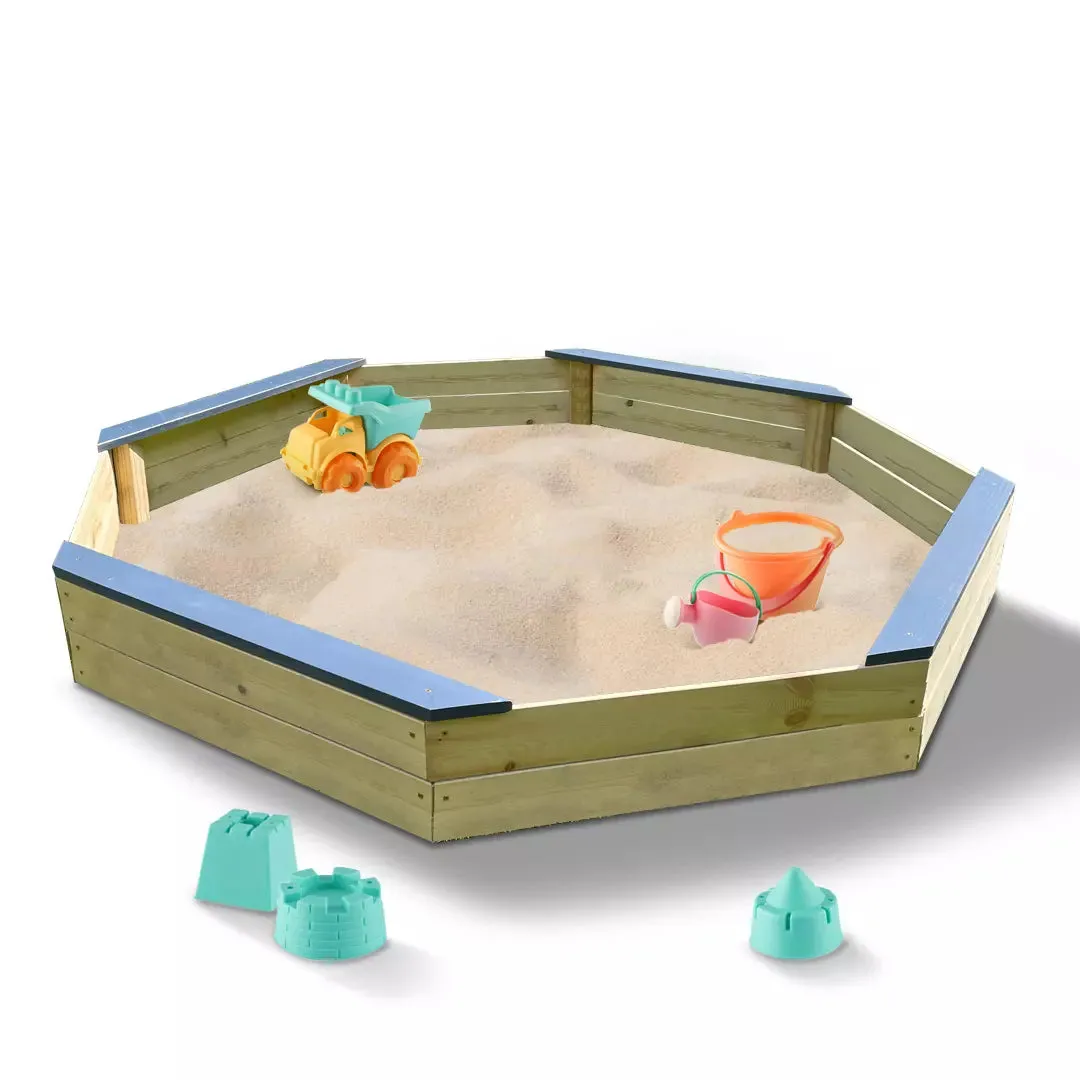 Extra Large High Quality & Durable Fir Wood Sandpit w/ Seats & Rain Cover | 1.77m diameter