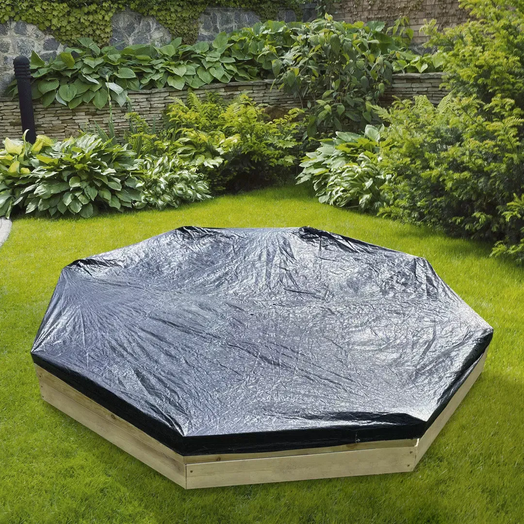 Extra Large High Quality & Durable Fir Wood Sandpit w/ Seats & Rain Cover | 1.77m diameter