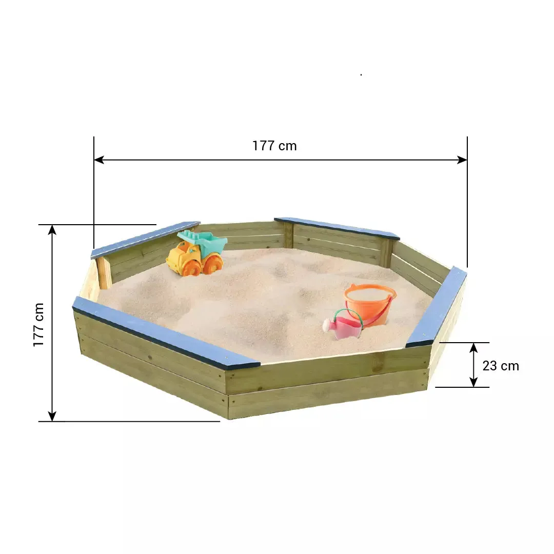 Extra Large High Quality & Durable Fir Wood Sandpit w/ Seats & Rain Cover | 1.77m diameter