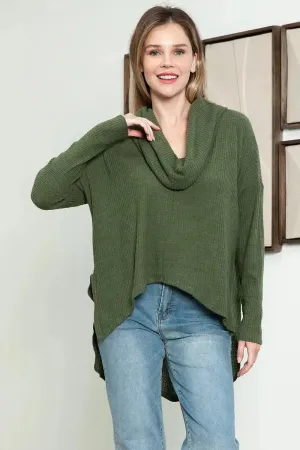 Extra Wide Turtleneck Long Sleeve Side Slit Long Back Sweater