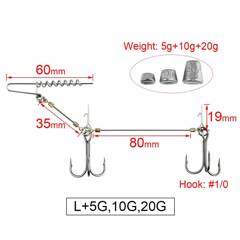Fishing Hook soft plastic lure Stinger Rig Screw Rigging Kit Lead Weight Sinker