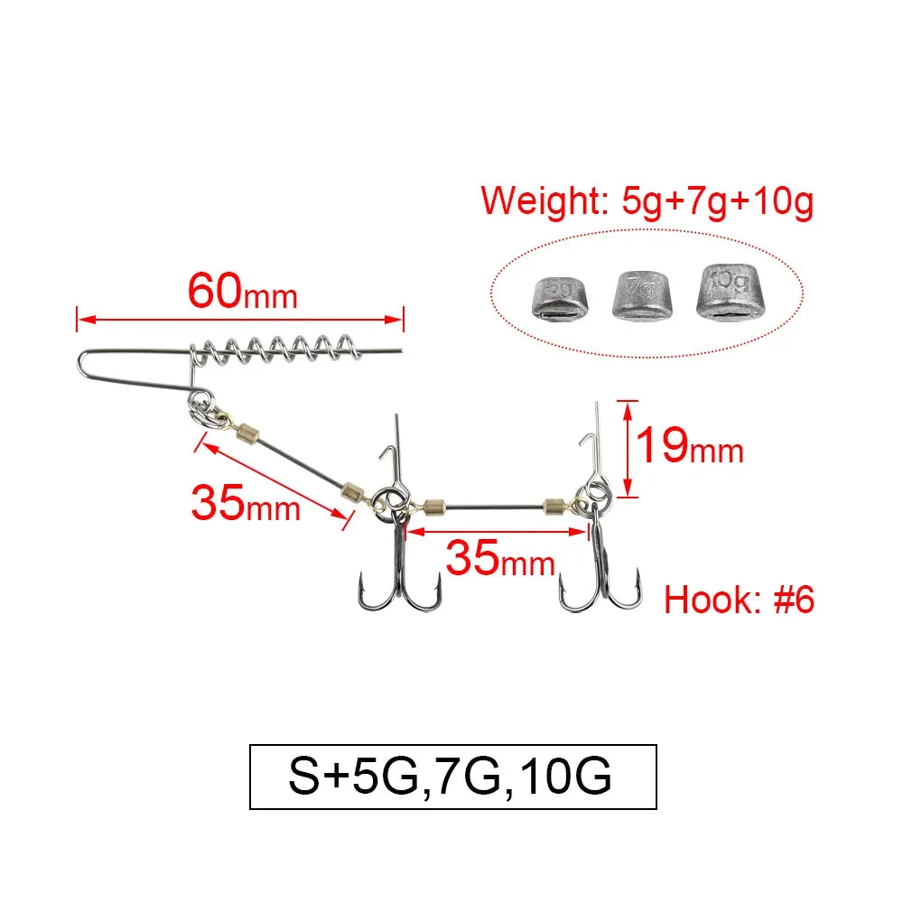 Fishing Hook soft plastic lure Stinger Rig Screw Rigging Kit Lead Weight Sinker