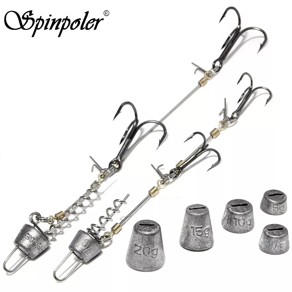 Fishing Hook soft plastic lure Stinger Rig Screw Rigging Kit Lead Weight Sinker