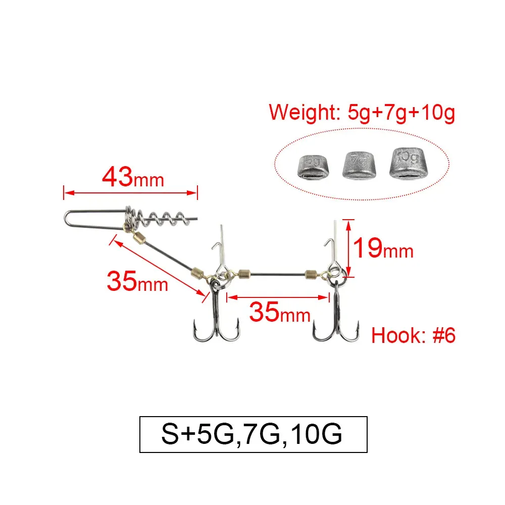 Fishing Hook soft plastic lure Stinger Rig Screw Rigging Kit Lead Weight Sinker