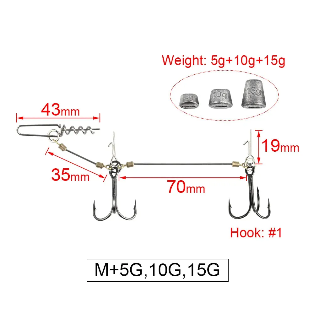 Fishing Hook soft plastic lure Stinger Rig Screw Rigging Kit Lead Weight Sinker