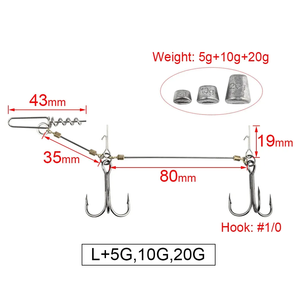 Fishing Hook soft plastic lure Stinger Rig Screw Rigging Kit Lead Weight Sinker