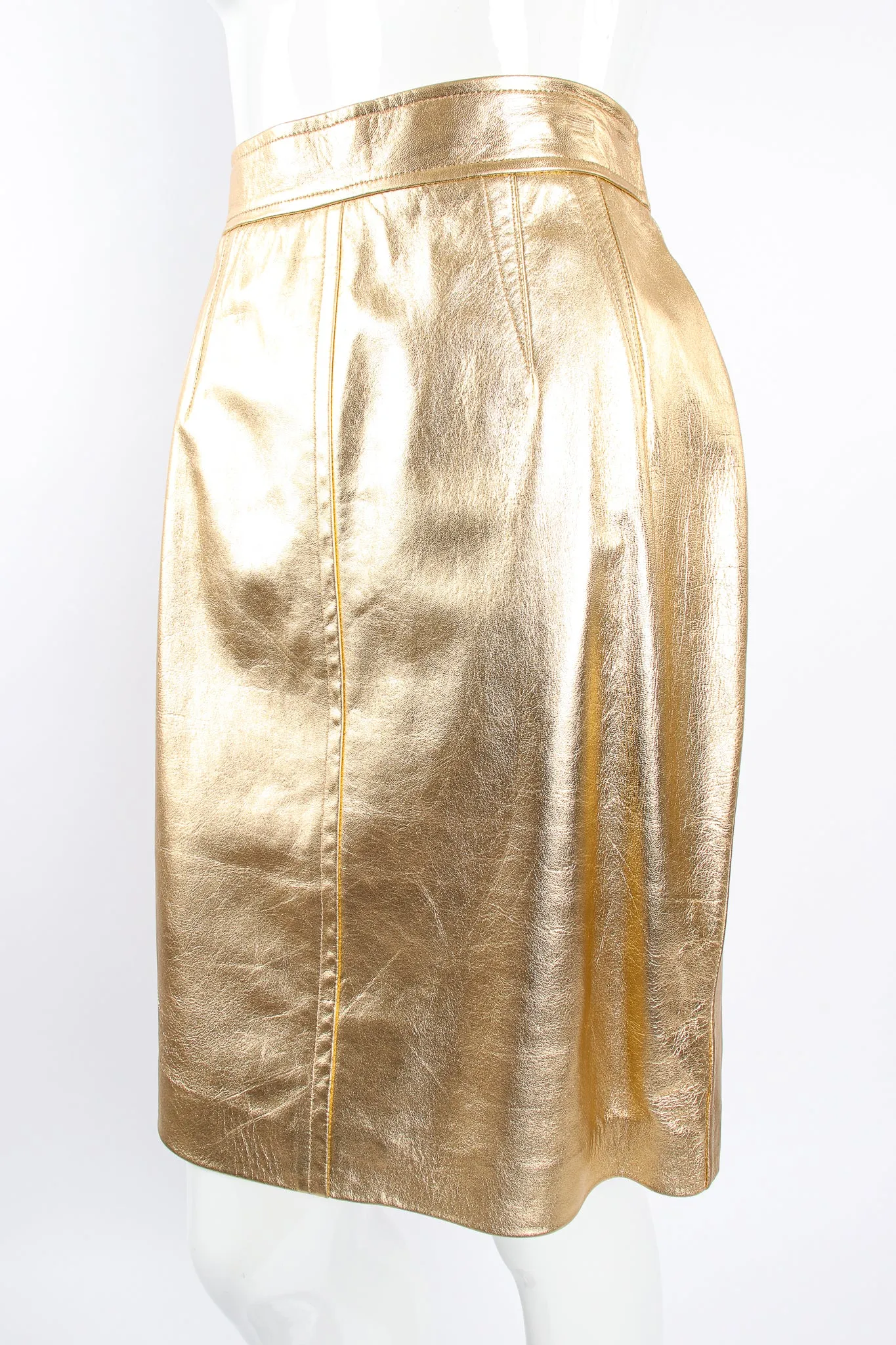 Gold Leather Lamé Skirt