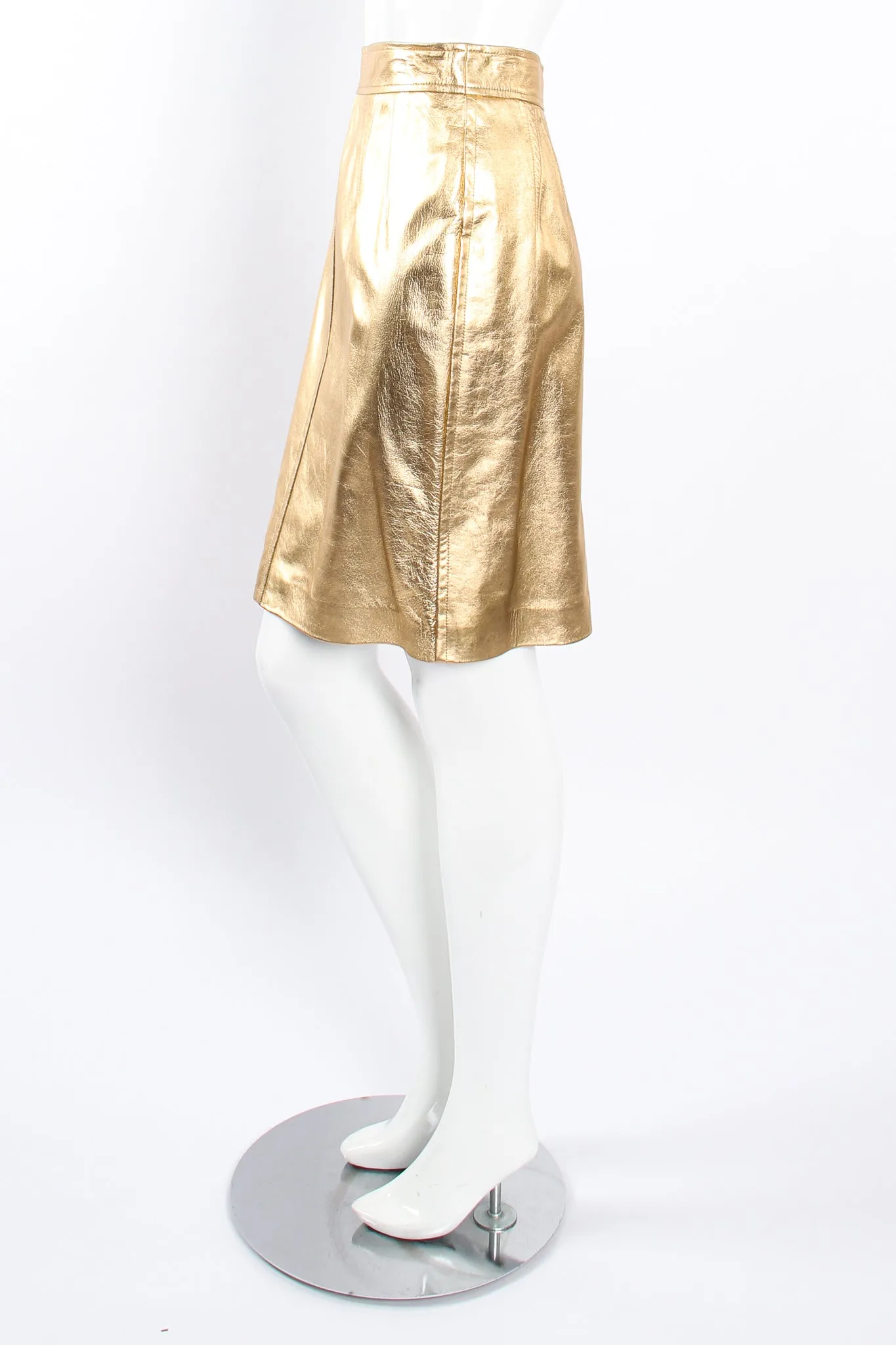 Gold Leather Lamé Skirt