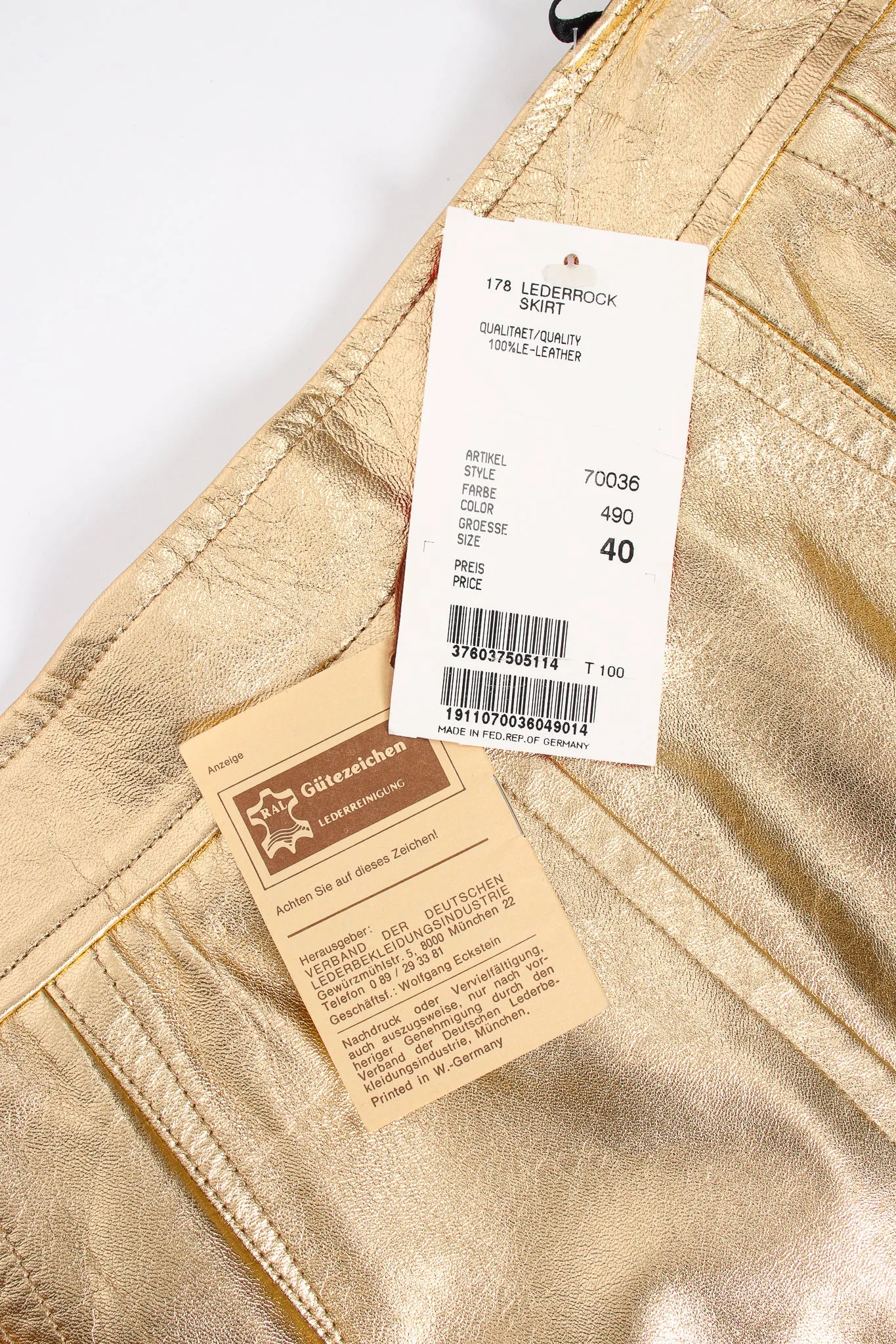 Gold Leather Lamé Skirt