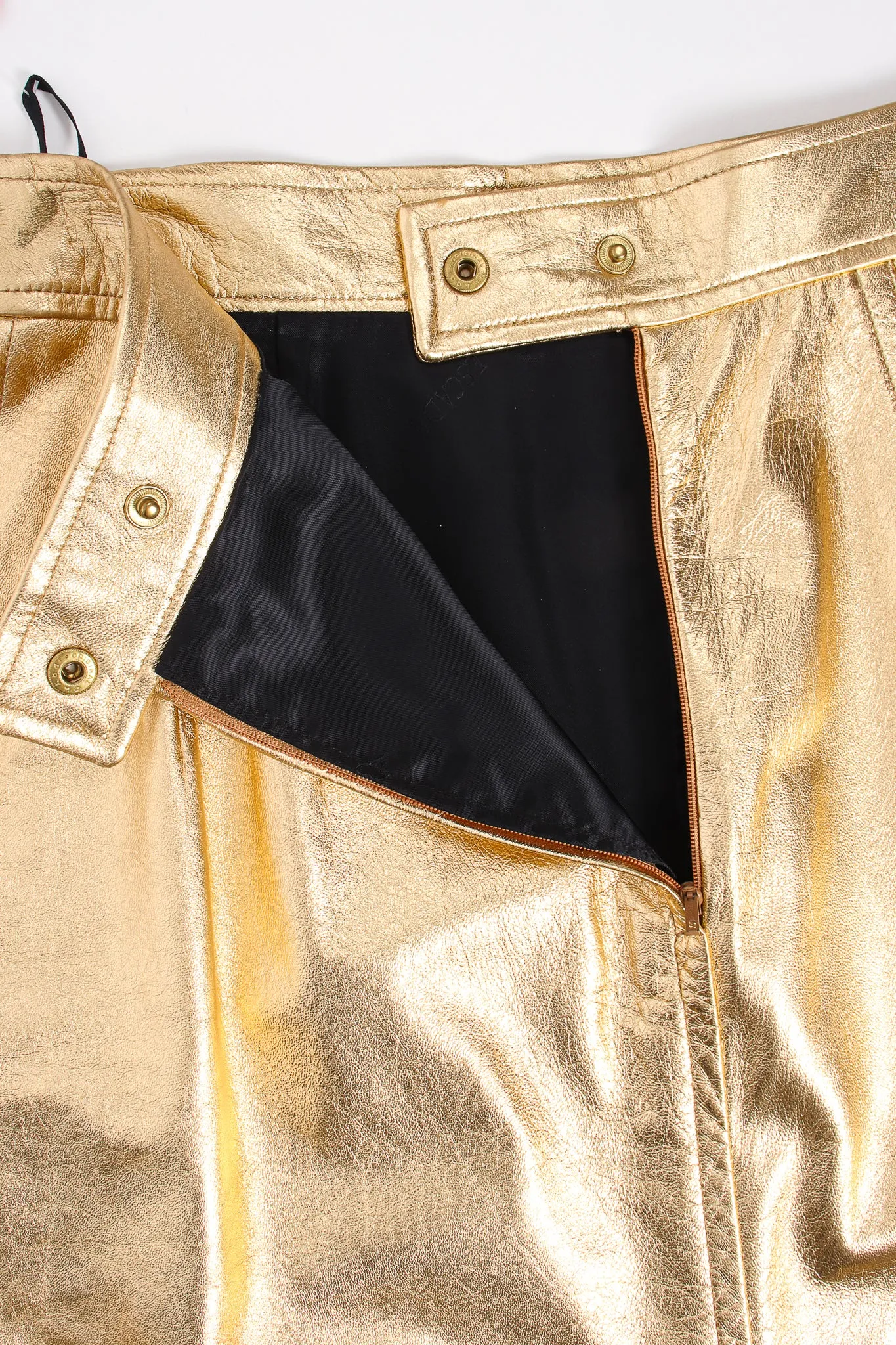 Gold Leather Lamé Skirt