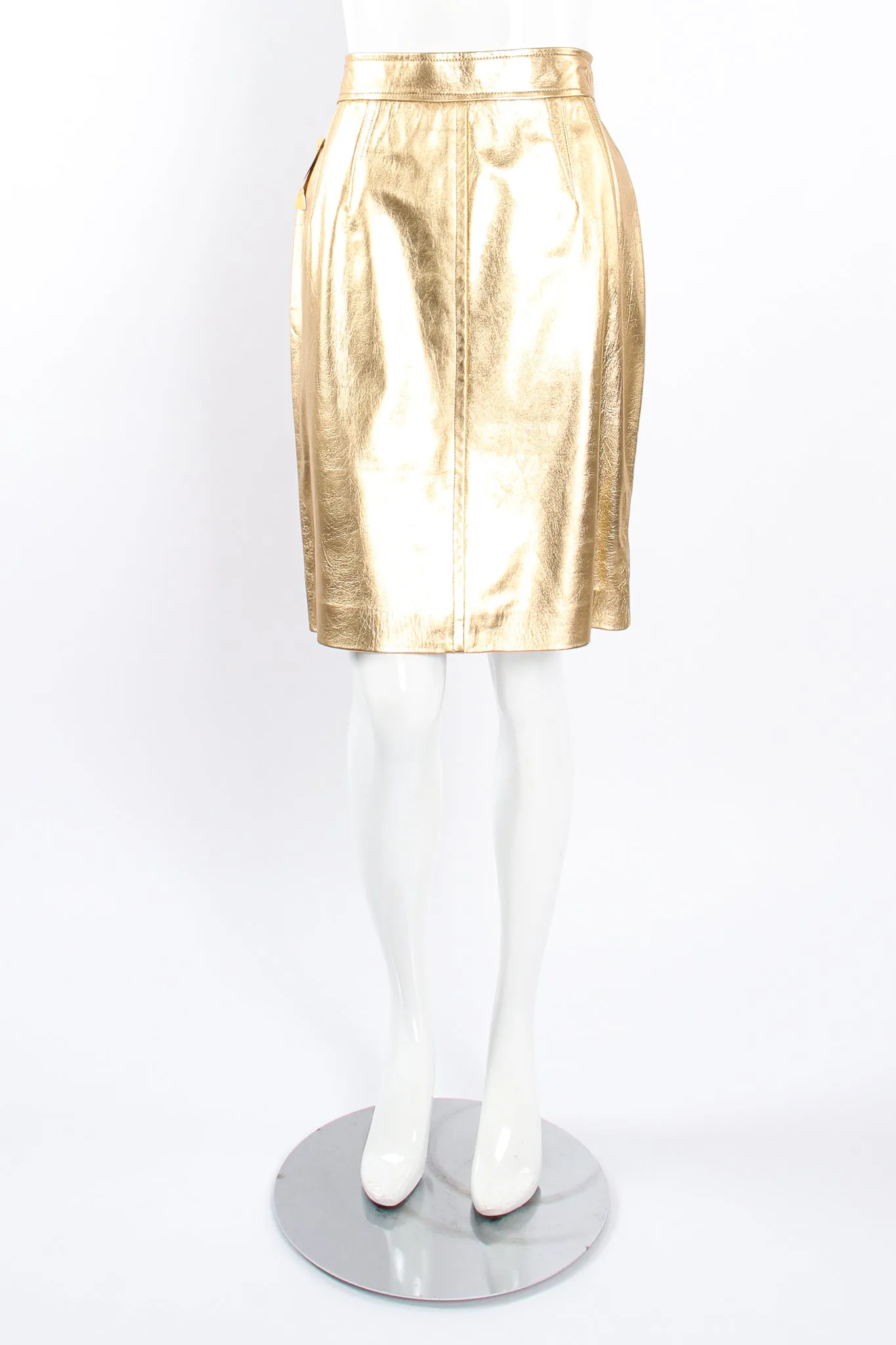 Gold Leather Lamé Skirt