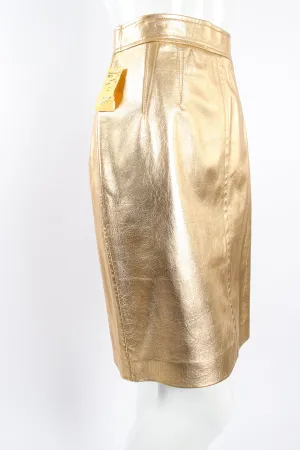 Gold Leather Lamé Skirt
