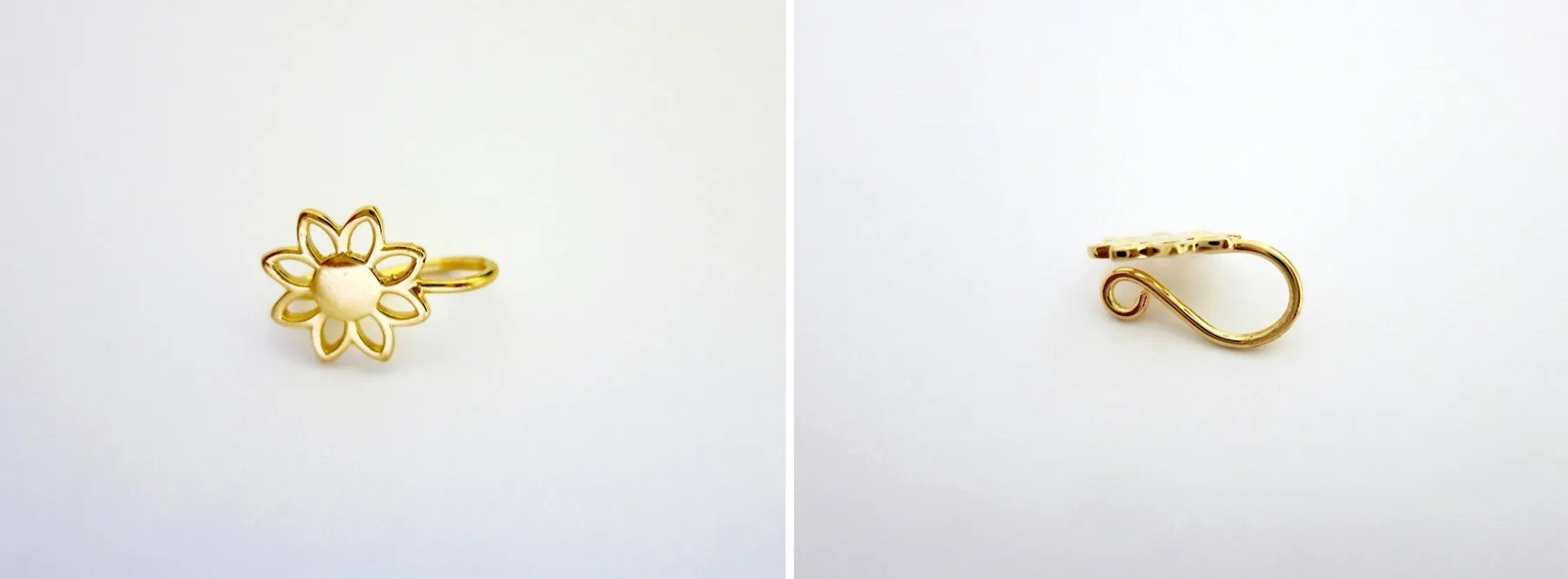 Gold-plated, minimalist, floral outline nose pin
