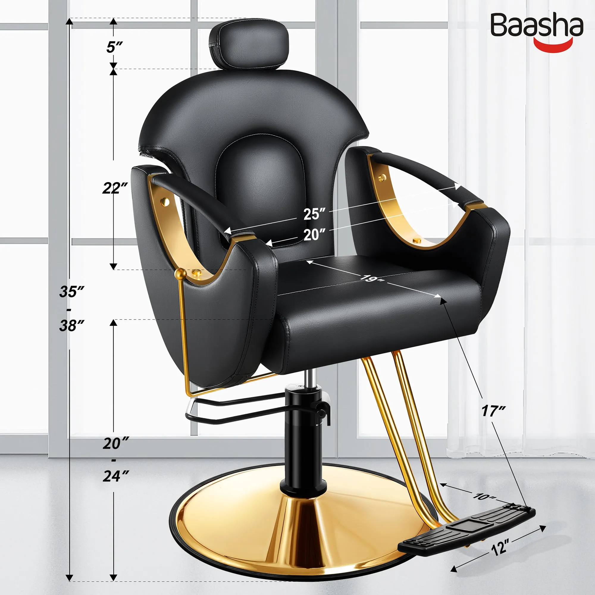 Gold Reclining Salon Chair BS-92-OE