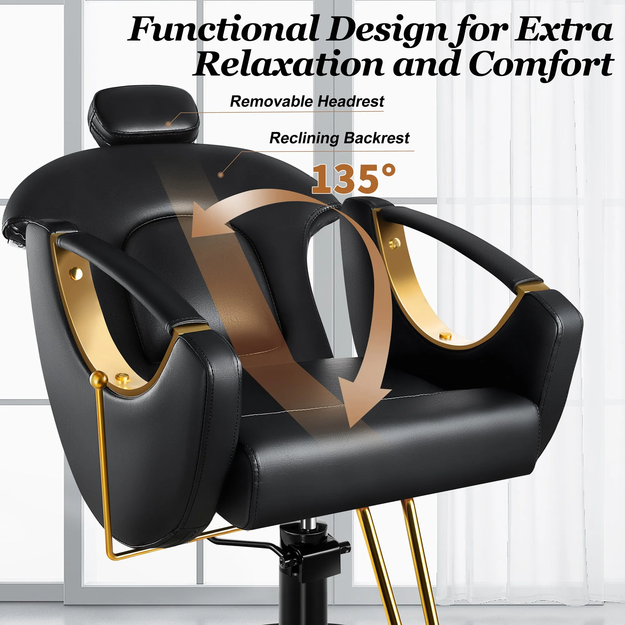 Gold Reclining Salon Chair BS-92-OE
