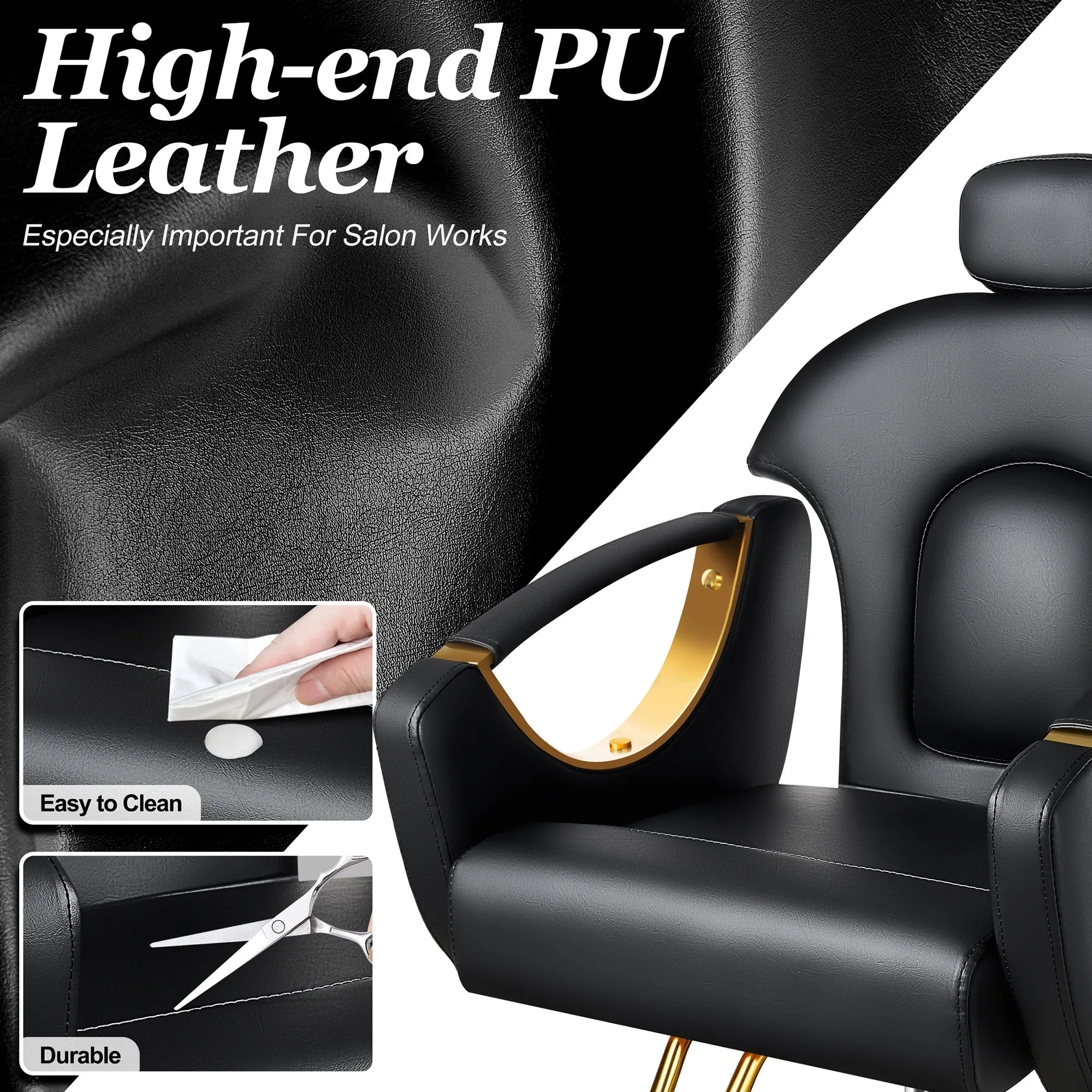 Gold Reclining Salon Chair BS-92-OE